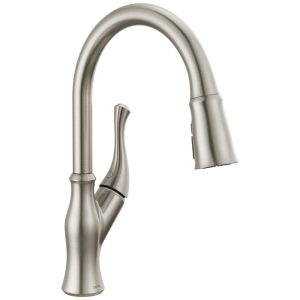 Torneira Cozinha com Tecnologia Touch e Pulverizador Pull Down de Ancoragem Magnética Inoxidável SpotShield Delta Ophelia Níquel Escovado