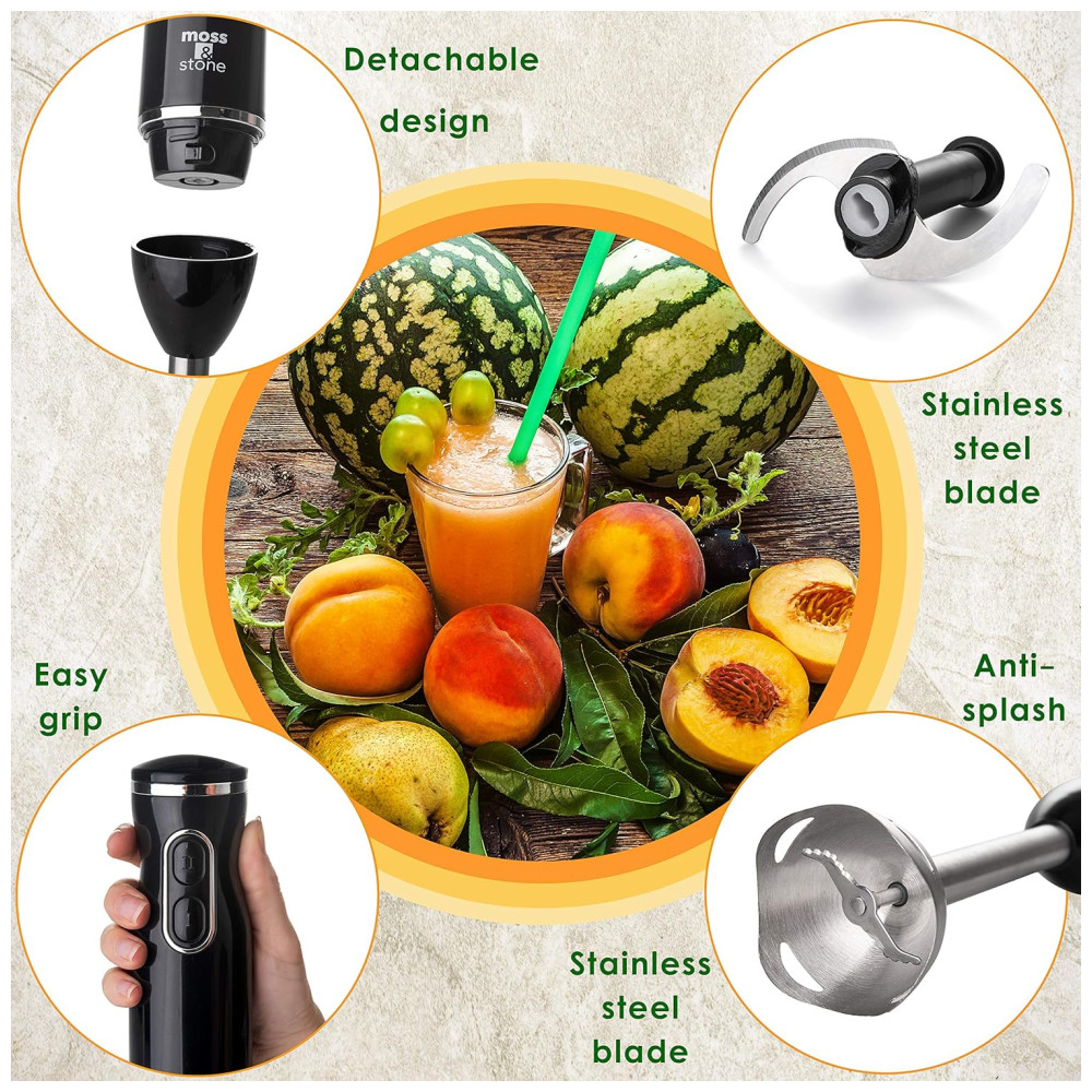 Mixer Multifuncional com Cabo Ergonômico Aço Inoxidável 300W 110v MOSS STONE Preto - Imagem 3