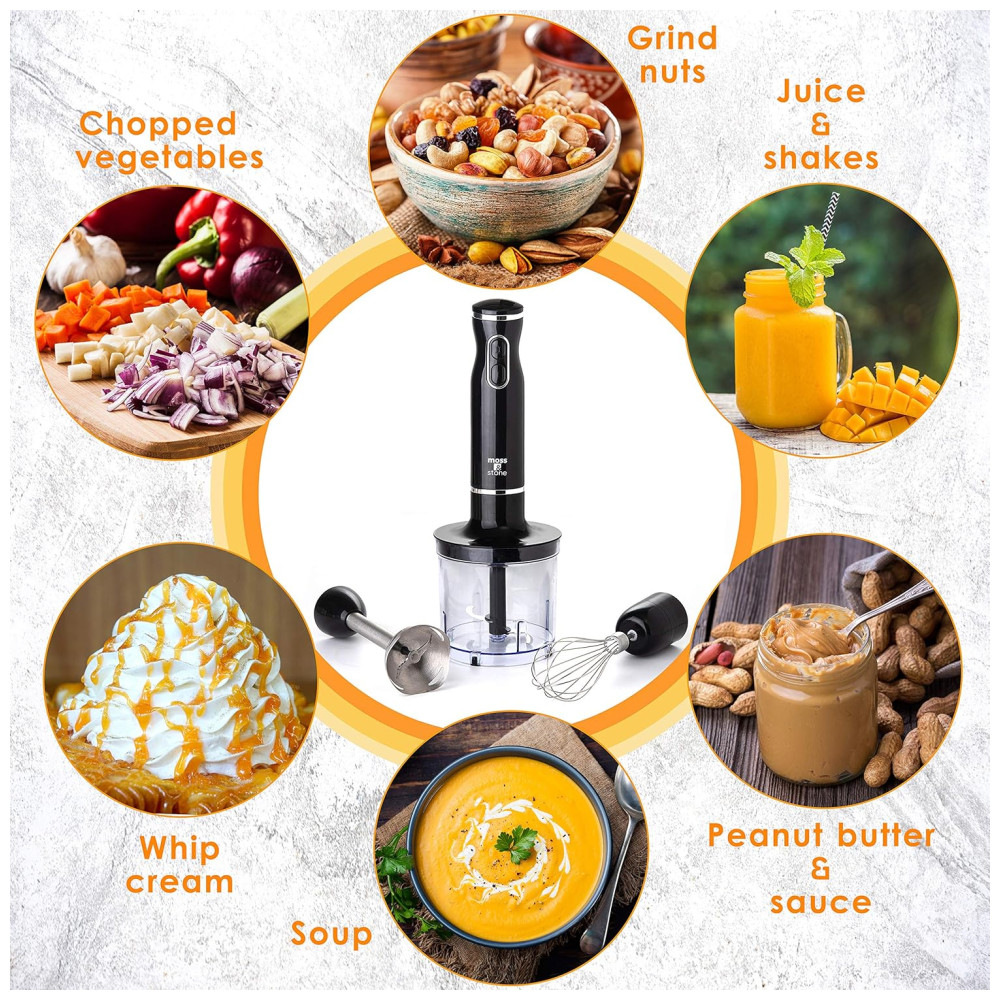 Mixer Multifuncional com Cabo Ergonômico Aço Inoxidável 300W 110v MOSS STONE Preto - Imagem 4