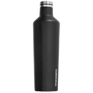 Garrafa Térmica para Água 740mL Isolada em Cortiça à Prova de Vazamentos com Isolamento Triplo Laterais Planas de Fácil Aderência e Tampa de Rosca Corkcicle Preta