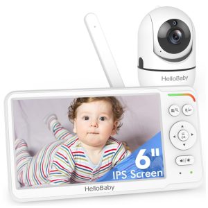 Monitor de Bebê HelloBaby com Tela IPS - Visão Noturna Bateria de 30 Horas Controle Remoto de Câmera Áudio Bidirecional