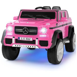 Fitnessclub Carro Carrinho Mercedes Benz G650S Elétrico 1 Assento 12V com Luzes de LED MP3 Rosa