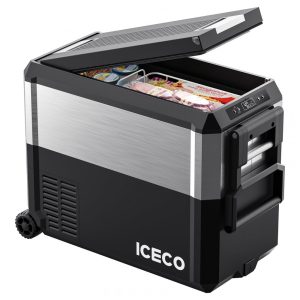 Geladeira Portátil 48L com Tampa Multifuncional DC 12 24V AC 110 240V ICECO JP50 Preto