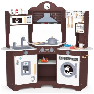 Cozinha infantil de madeira ANPABO espresso com luzes sons e acessórios 30 peças