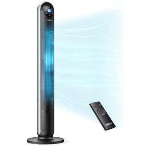 Ventilador de Torre Silencioso com Controle Remoto Temporizador 24h e Display LED 110V 25W PARIS RHONE Preto