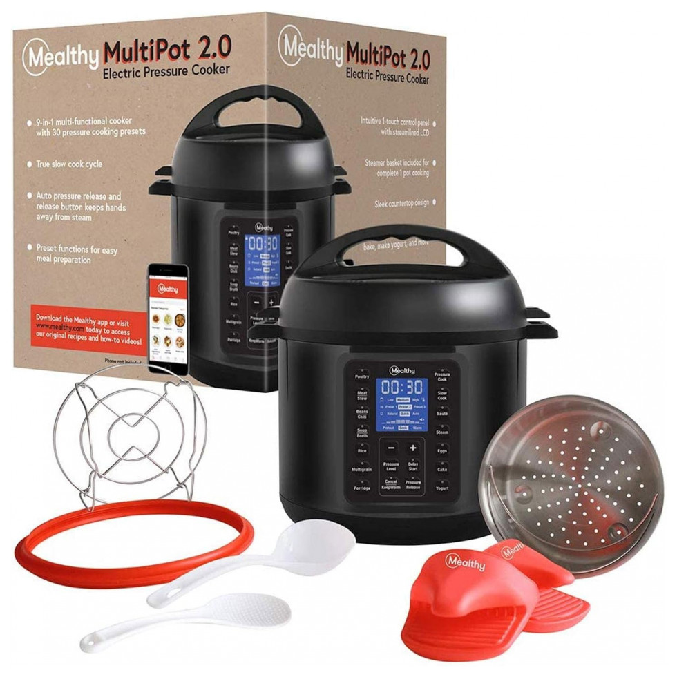 Panela de pressão programável 9 em 1 MultiPot Mealthy 6 Quarts com pote de aço inoxidável, Steamer Basket, acesso instantâneo a receita app. Cozinhe a pressão, cozinhe lentamente, sauté, panela de arroz, iogurte, vapor 110V 5, 68 Litros - Imagem 2