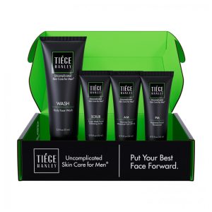 Kit Skincare Masculino com Sabonete Facial 2 Cremes Hidratantes e Esfoliante TIEGE HANLEY TH AZ LEVEL1 Preto