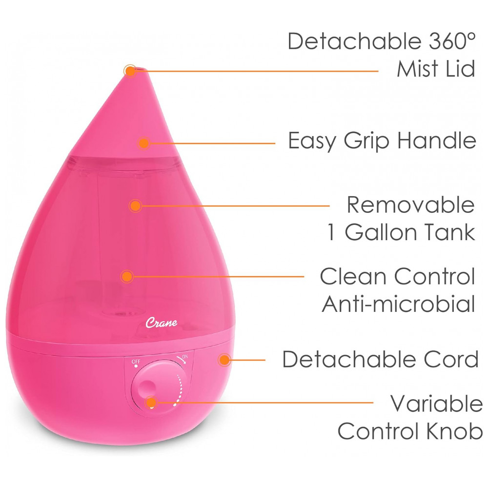 Umidificador Ultrassônico para Quarto com Névoa Fria 37 Litros Cobre 46 m2 Crane Rosa - Imagem 3