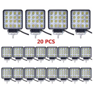 Farol de Milha LED Off Road com 3820 Lúmens e Luz Branca IP68 9V A 32V 48W 20 Un Turboo Preto