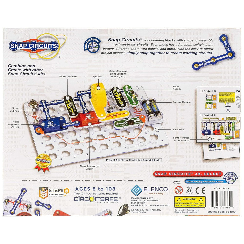 Snap Circuits Jr. Select SC-130 – Kit Educacional de Eletrônica com Mais de 130 Projetos para Crianças a Partir de 8 Anos - Imagem 3