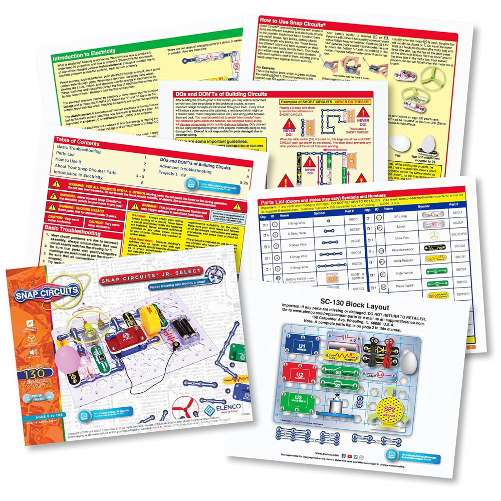 Snap Circuits Jr. Select SC-130 – Kit Educacional de Eletrônica com Mais de 130 Projetos para Crianças a Partir de 8 Anos - Imagem 4