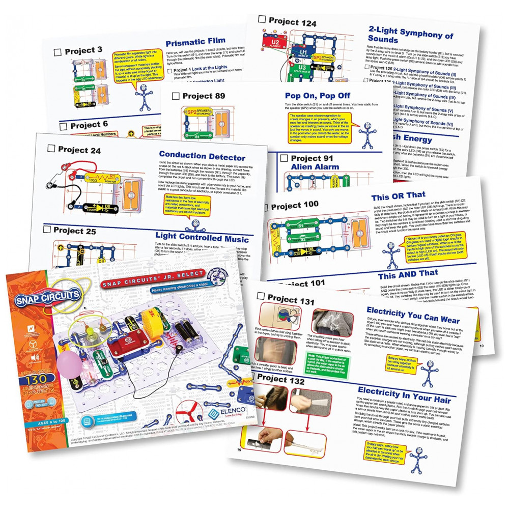 Snap Circuits Jr. Select SC-130 – Kit Educacional de Eletrônica com Mais de 130 Projetos para Crianças a Partir de 8 Anos - Imagem 5