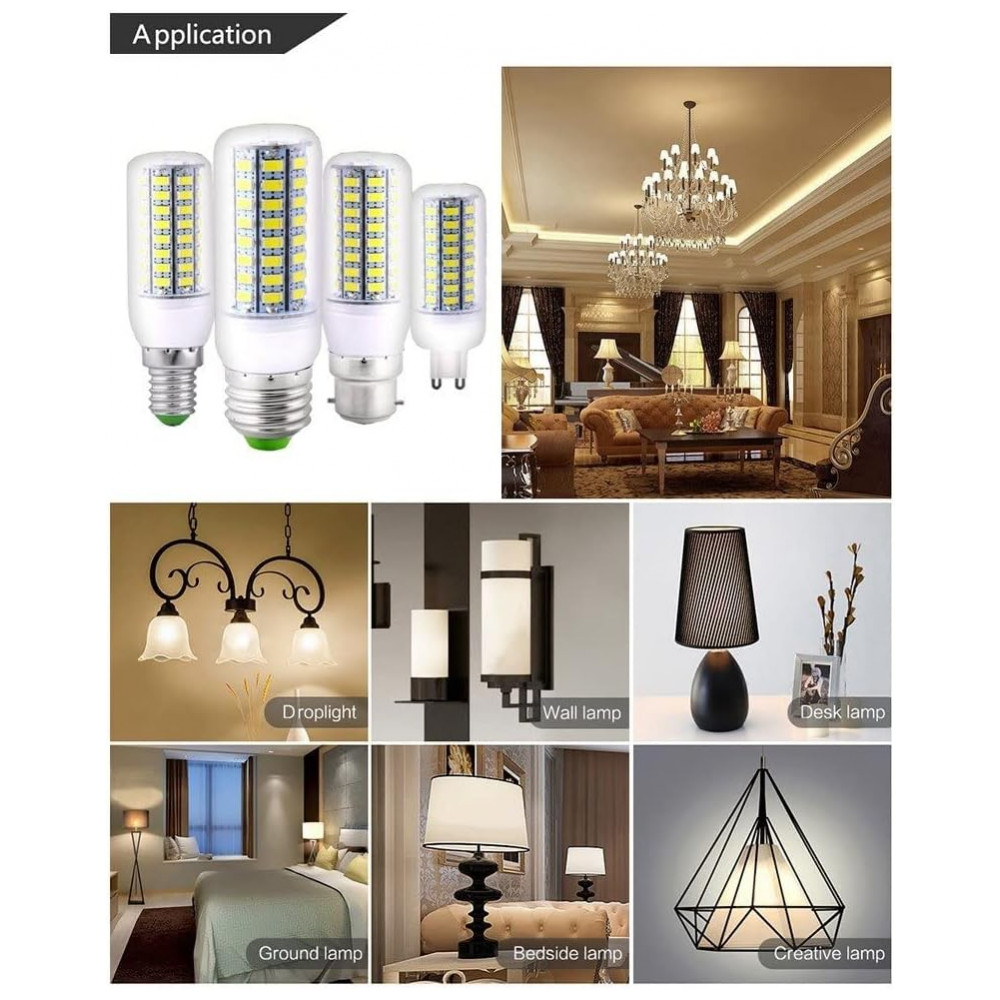 Kit 3 Lâmpadas LED Milho JHONG E27 9W 56 LEDs SMD5730 Bivolt Luz Quente e Fria Iluminação Econômica para Casa e Escritório - Imagem 7