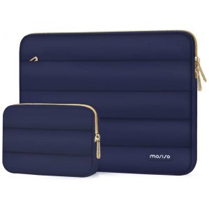 MOSISO Sleeve 15-15.6" para Laptop 16" Compatível com MacBook Pro 16 HP Dell ASUS Acer Lenovo Bolsa de Poliéster com Estojo Pequeno Azul Marinho