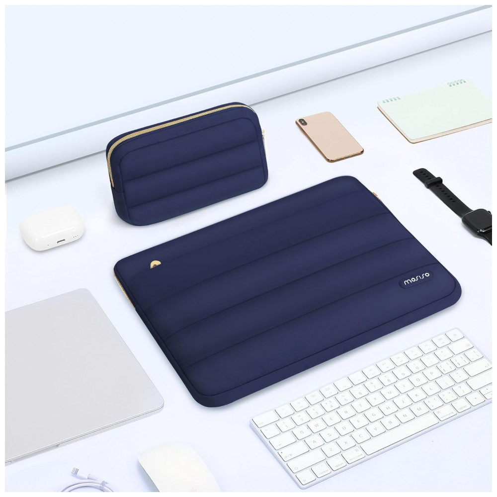 MOSISO Sleeve 15-15.6" para Laptop 16" Compatível com MacBook Pro 16, HP, Dell, ASUS, Acer, Lenovo, Bolsa de Poliéster com Estojo Pequeno, Azul Marinho - Imagem 5