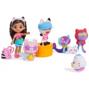 Conjunto de Figuras Temáticas de Viagem de Gabby's Dollhouse com Boneca Gabby e 5 Figuras de Gatos Brinquedos Acessórios Surpresa de Casa de Bonecas