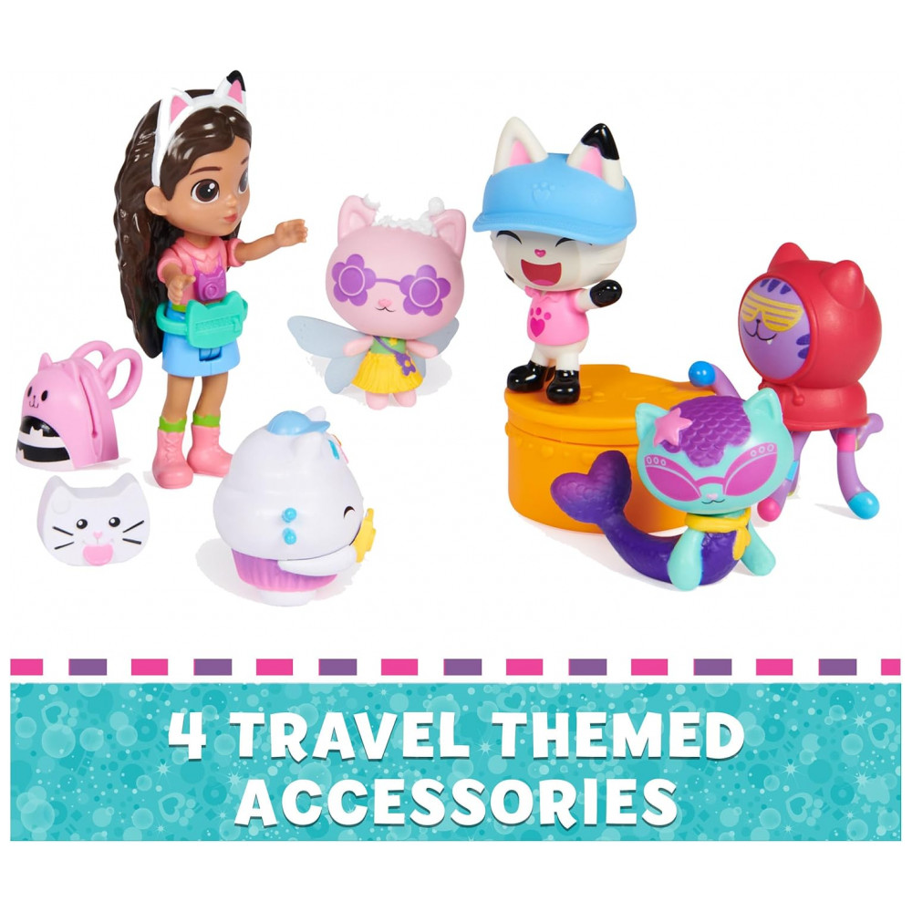 Conjunto de Figuras Temáticas de Viagem de Gabby's Dollhouse com Boneca Gabby e 5 Figuras de Gatos Brinquedos, Acessórios Surpresa de Casa de Bonecas, - Imagem 5