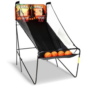 Basquete Eletrônico Hathaway Sure Shot 2 Cestas 8 Modos Pontuação LED Estrutura de Aço e Design DobrávelIdeal para Sala de Jogos.