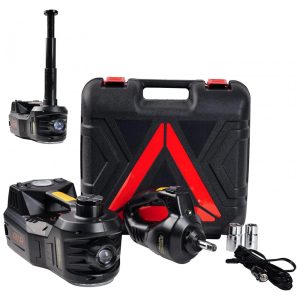 Macaco Hidráulico Elétrico ROGTZ 5 Toneladas 12V - Elevação Portátil de 45 cm com Chave de Impacto e Bomba Infladora de Pneus para Reparo de Carros