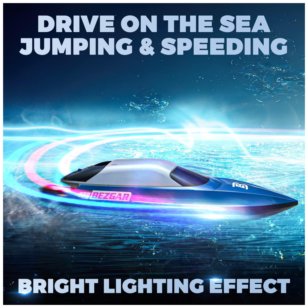 Barco de Controle Remoto para Adultos com Velocidade Máxima de 32 km/h e Bateria Recarregável BEZGAR TX122 Azul - Imagem 2