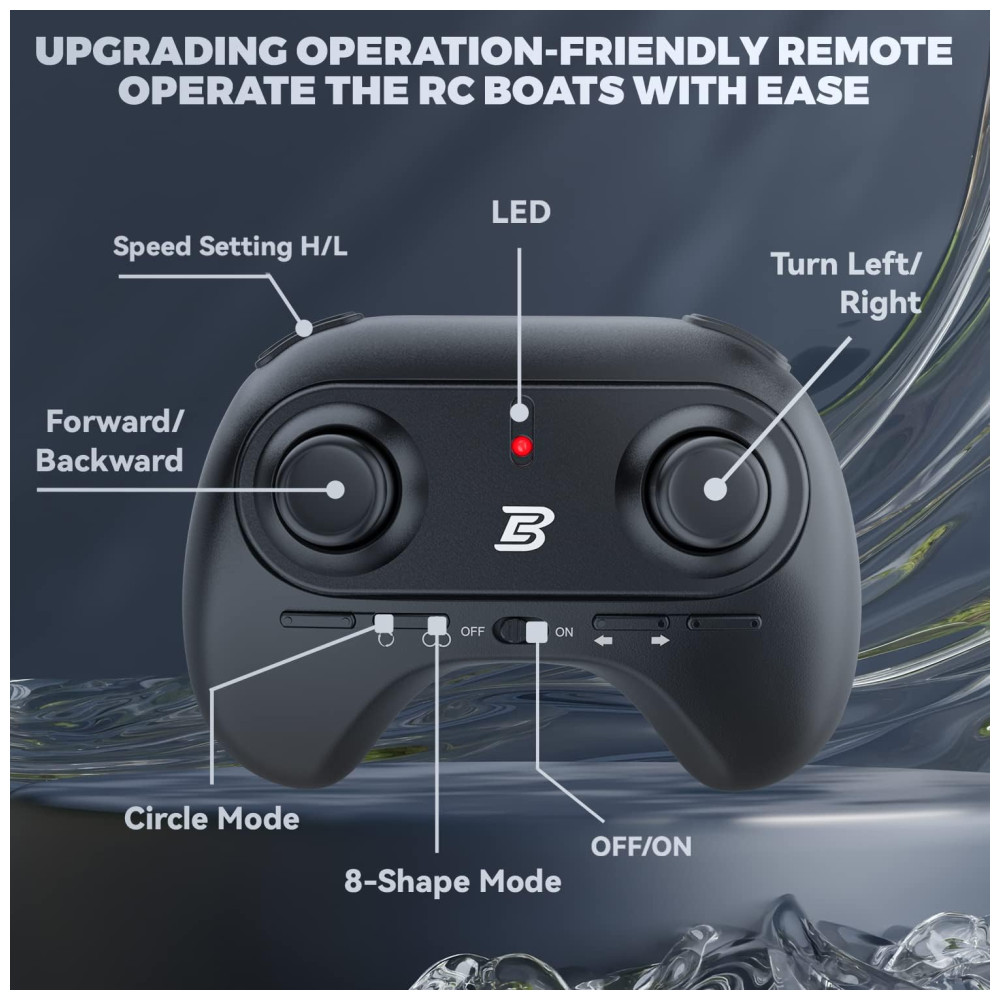 Barco de Controle Remoto para Adultos com Velocidade Máxima de 32 km/h e Bateria Recarregável BEZGAR TX122 Azul - Imagem 7