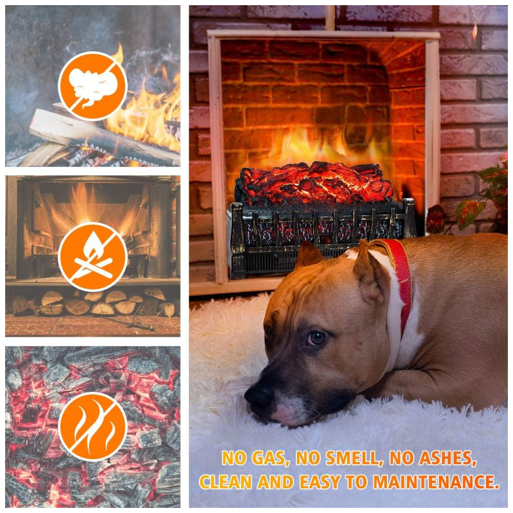 Lareira Elétrica Ecológica 21" 52 cm com Controle Remoto Temporizador de 8H Brilho Ajustável e Proteção Contra Superaquecimento 110V 1500W LifePlus FP201R Preta - Imagem 3