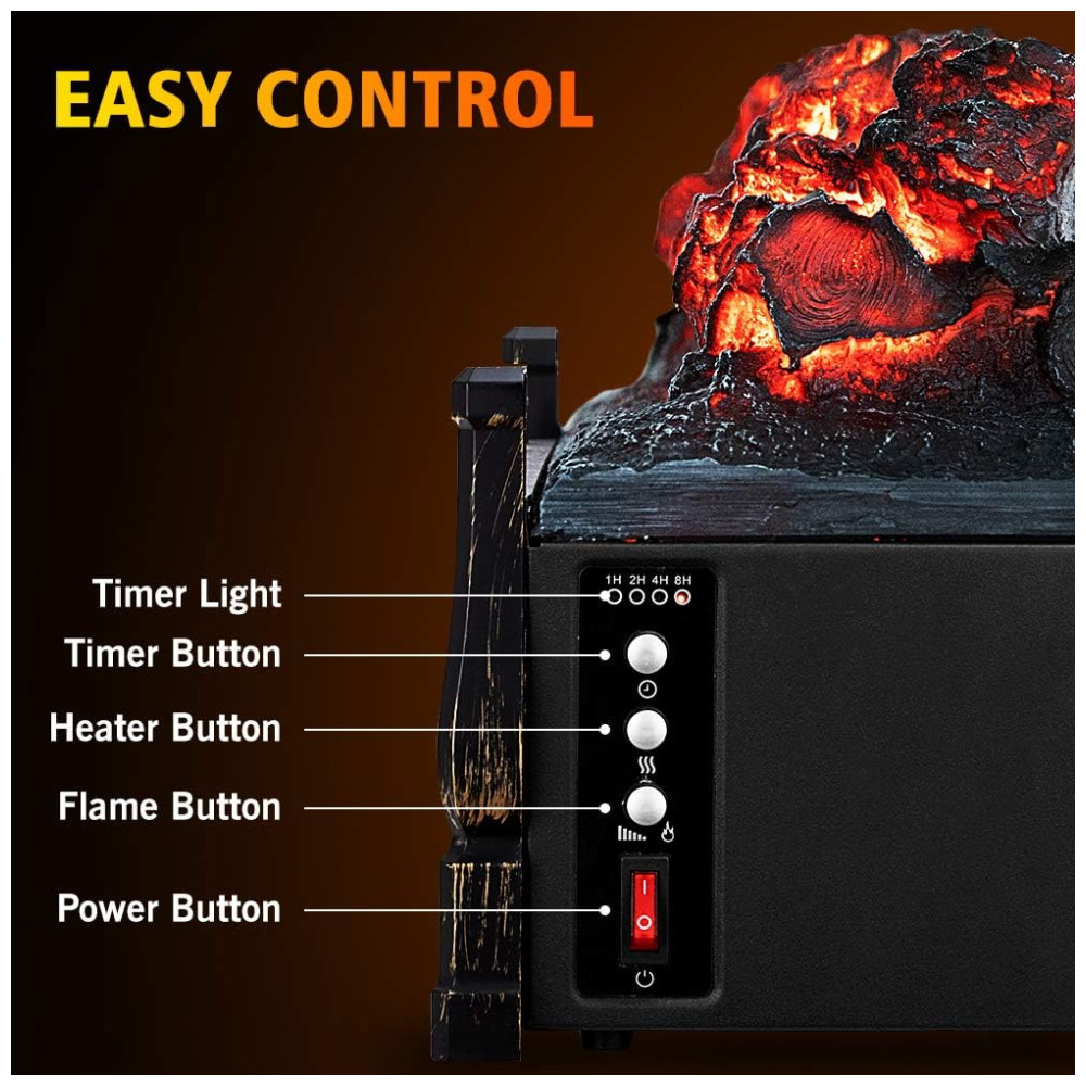 Lareira Elétrica Ecológica 21" 52 cm com Controle Remoto Temporizador de 8H Brilho Ajustável e Proteção Contra Superaquecimento 110V 1500W LifePlus FP201R Preta - Imagem 6