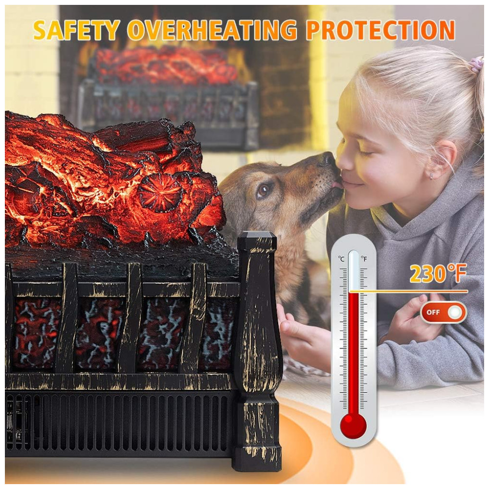 Lareira Elétrica Ecológica 21" 52 cm com Controle Remoto Temporizador de 8H Brilho Ajustável e Proteção Contra Superaquecimento 110V 1500W LifePlus FP201R Preta - Imagem 7