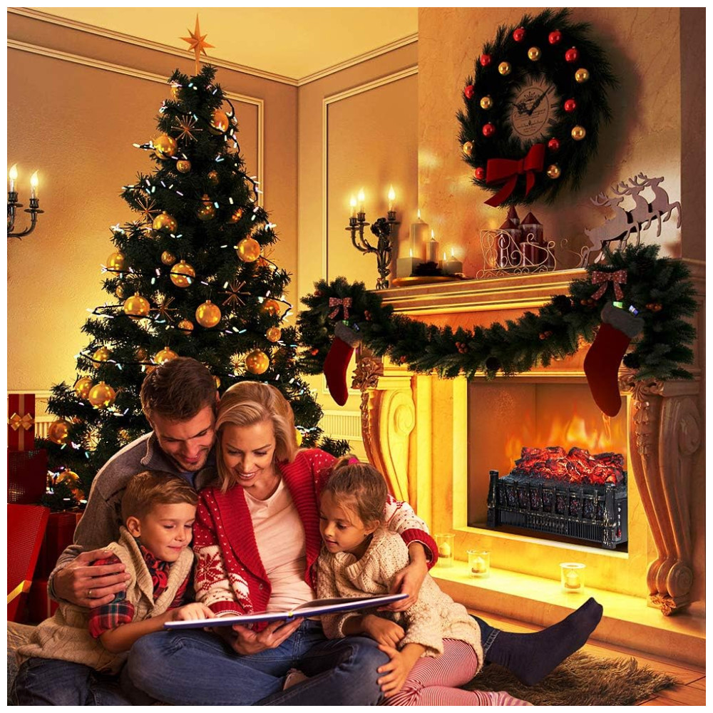 Lareira Elétrica Ecológica 21" 52 cm com Controle Remoto Temporizador de 8H Brilho Ajustável e Proteção Contra Superaquecimento 110V 1500W LifePlus FP201R Preta - Imagem 8