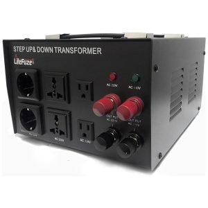 Transformador de Tensão Profissional até 15000W Converte 110V 120V a 220V 240V LiteFuze Preto