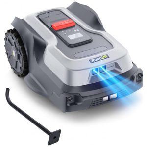 Cortador de Gramado Robô RoboUP T1200Pro Cinza/Preto - Sem Fio RTK+Visão AI Até 1500 m² Zonas Ilimitadas Suporte Parede L.