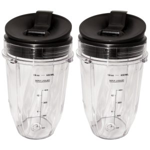 Ninja Copo Pequeno 532ml 2 Pack Tampas Giratórias Sip N Seal Compatível Nutri Ninja Auto iQ Série 1000w e Liquidificadores Duo BLENDIN B01H4YQSEG Preto