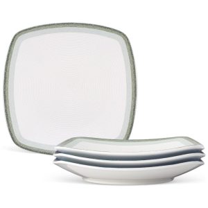 Conjunto de Pratos para Jantar com 4 Peças Formato Quadrado e Material de Porcelana Noritake G037-586D Verde e Branco