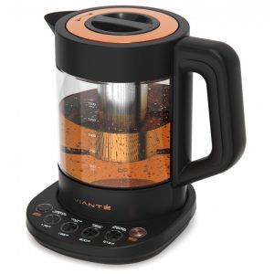 Chaleira elétrica de vidro com infusor Vianté preta controle de temperatura 15L programas para chá 100B 110V