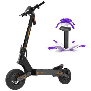 Scooter Elétrica para Adultos até 120 kg Velocidade Máxima de 69 km/h e Alcance de 75 km com Pneus Off-Road e Assento Removível 2000W Kukirin Preta