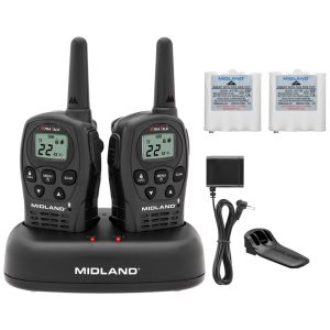 Rádio Comunicador Walkie Talkie Midland LXT500VP3 Rádio Bidirecional para Restaurante e Negócios 2 Canais Configurações HI/LO Rádio FRS