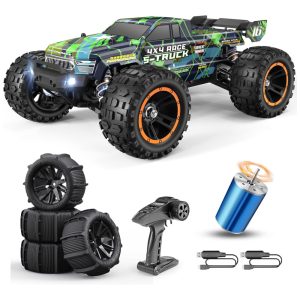 Carrinho de Controle Remoto Off Road Escala 1:16 sem Escova com Velocidade até 64 km/h e Bateria 3S Aplicável não incluída Haiboxing 16890SA Verde