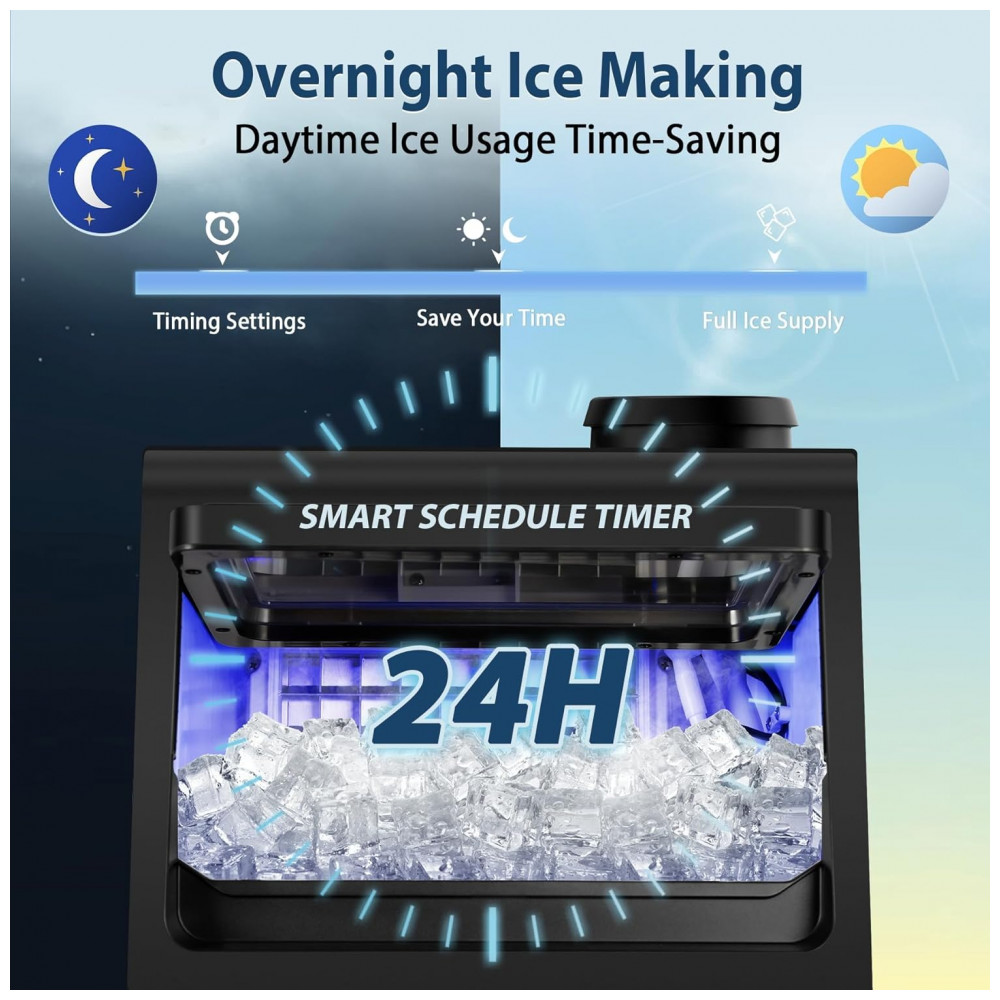 Máquina de gelo comercial RAPSUAR inox prata dupla entrada de água filtro integrado 45 kg/24h 110V - Imagem 4