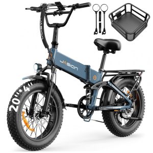 Bicicleta elétrica dobrável Jasion X-Hunter azul tempestade 20x4 1400W pico bateria 48V 13Ah 7 marchas suspensão dupla 110V