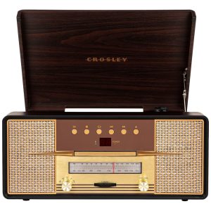 Vitrola Toca Discos 3 Velocidades Bluetooth Rádio AM FM CD CROSLEY CR7016A MA Marrom Escuro