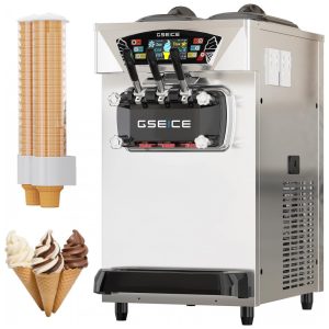 Máquina de Sorvete Soft Comercial GSEICE Inox 2x8L Alta Produção 2500W 110V Modelo GSEICE