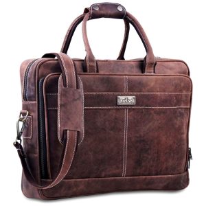 HULSH Bolsa Pasta de Couro para Laptop Marrom