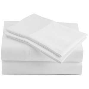 Conjunto de Lençóis em Cetim de 600 Fios com Elástico Tamanho King Material 100% Algodão Pima Peruano com Fibra Extralonga Premium Peru Pima Branco