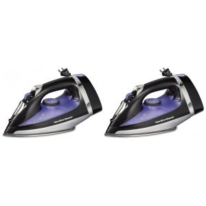 Ferro a Vapor Hamilton Beach para Roupas com Base de Aço Inoxidável 1200 Watts Cabo Retrátil de 24 Metros Preto - Pacote com 2 Unidades