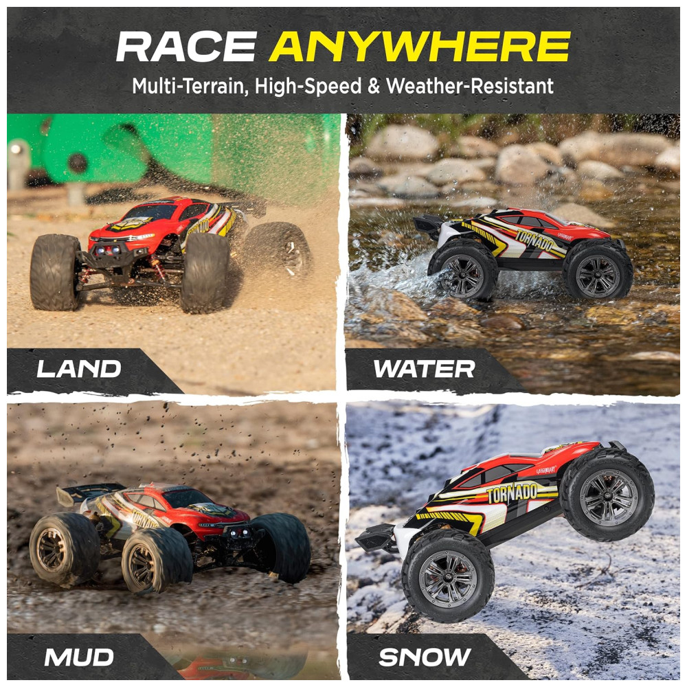 Carrinho de Controle Remoto p Adultos Off Road 112 Escala Até 48 KM H Recarregável Vermelho - Imagem 4