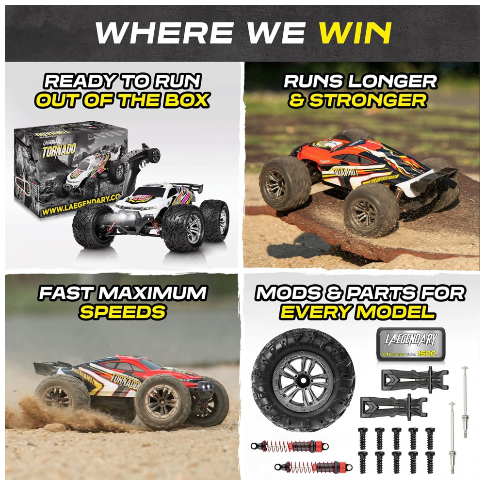 Carrinho de Controle Remoto p Adultos Off Road 112 Escala Até 48 KM H Recarregável Vermelho - Imagem 9