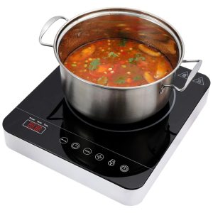 Cooktop de Indução Elétrico Portátil com 9 Níveis de Potência Temporizador e Desligamento Automático 110V 1800W Weceleh Preto