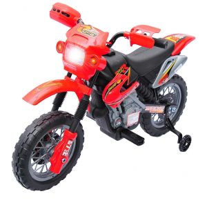 Moto Elétrica Infantil Off Road a Bateriva 6V com Rodas de Treinamento Qaba Vermelha