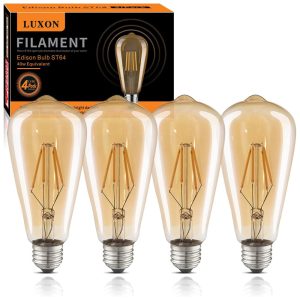 Lâmpada LED Vintage 800LM 4W Quente 2700K 4 Un LUXON Amarelo