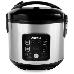 Panela de Arroz Digital AROMA® CoreCoat™ para Arroz Integral com Revestimento Cerâmico Antiaderente (8 Xícaras Cozidas 4 Xícaras Cruas).